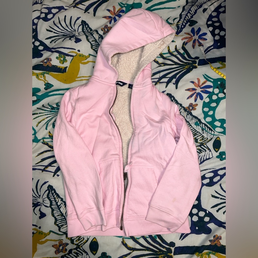 Lands' End Light Pink Sherpa-Lined Hoodie